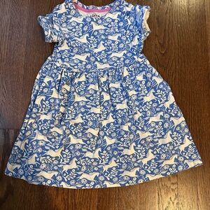 Mini Boden Blue and White Floral Dress Short Sleeve Casual